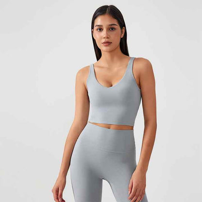 New Fabric Half Fixed Women High Strength Sport Bra Chest Pad Beauty Back Underwear Running Top Colorful Fitness Yoga Vest