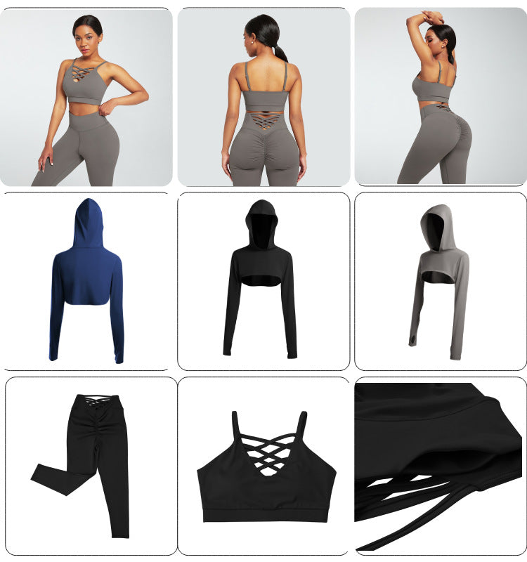 Women Seam Sports Bra High Waist Leggings Sportswear Suit Active Wear 3 Pieces Athletic Gym Fitness Yoga Sets