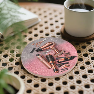 Hairstylist Glamour Coaster, Personalized Ceramic Coaster, Gift For Hair Lovers