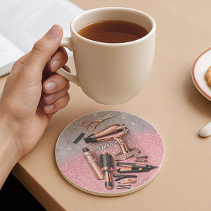 Hairstylist Glamour Coaster, Personalized Ceramic Coaster, Gift For Hair Lovers