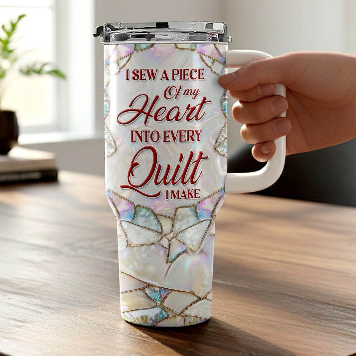 I Sew A Piece Of My Heart, 40oz Tumbler, Gift For Quilting Lovers