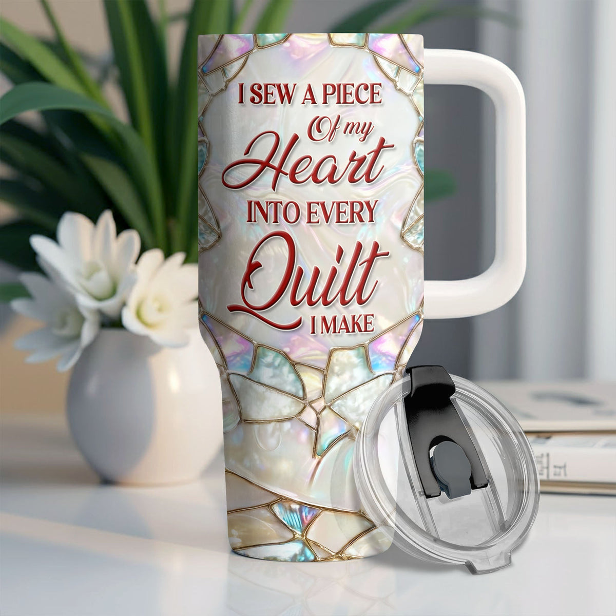 I Sew A Piece Of My Heart, 40oz Tumbler, Gift For Quilting Lovers