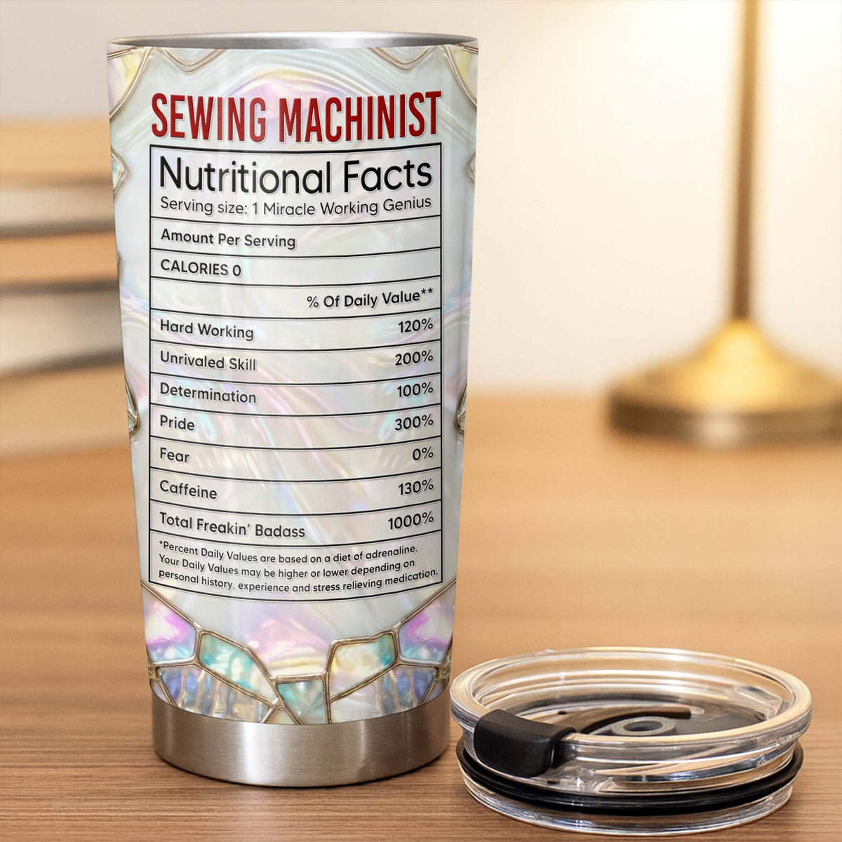 Sewing Machinist Nutritional Facts & Miracle Working Genius,Custom Tumbler,Gift For Crafters
