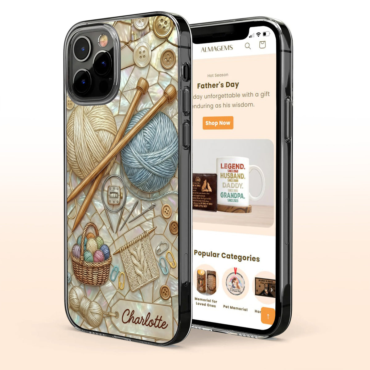 Celebrate The Art Of Knitting With Yarn And Needles, Personalized Clear Phone Case, Gift For Crafters