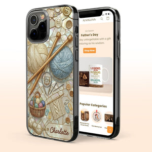 Celebrate The Art Of Knitting With Yarn And Needles, Personalized Clear Phone Case, Gift For Crafters
