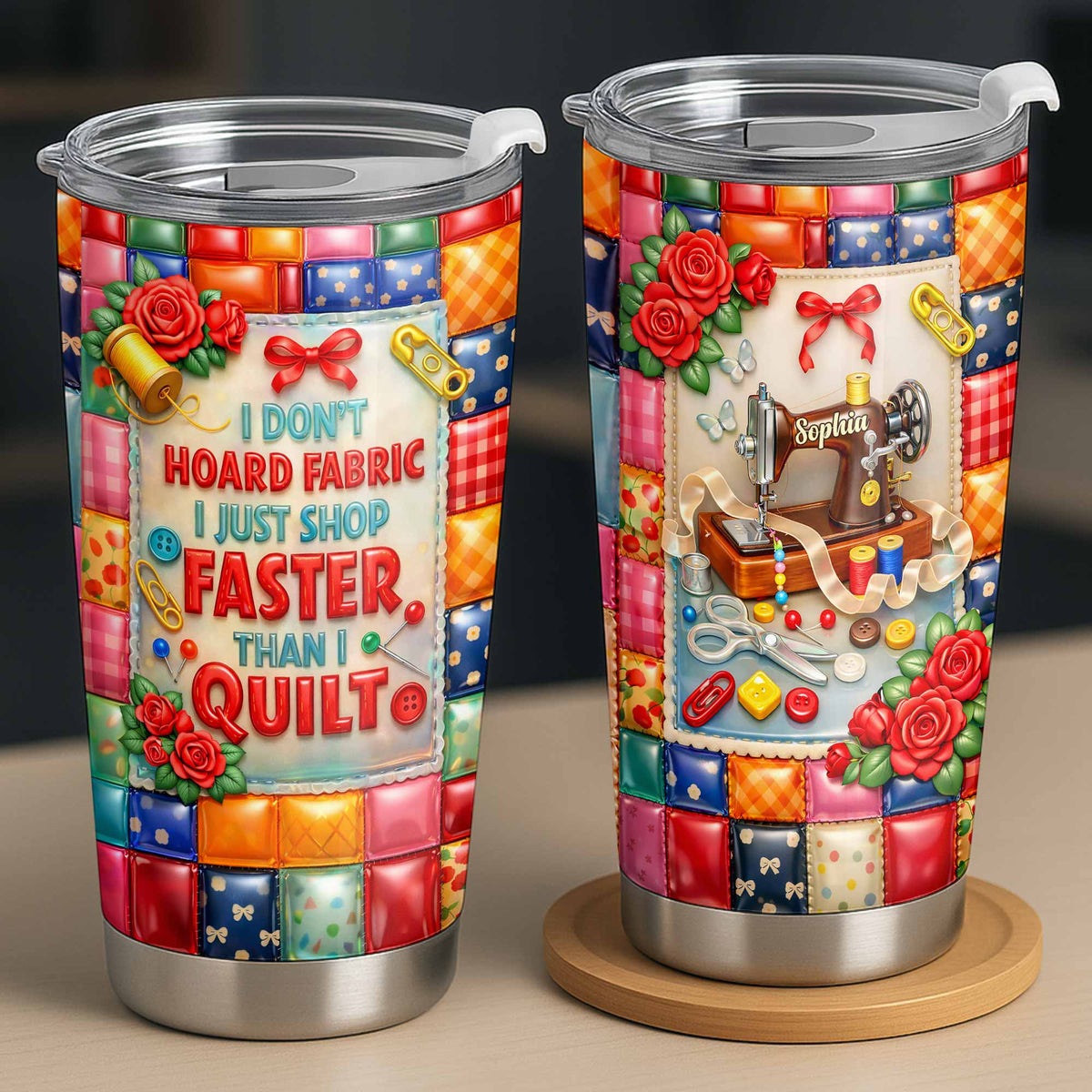 I Don't Hoard Fabric, Personalized 20oz 30oz Tumbler, Gift For Quilters