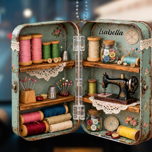 Sewing Memories, Threads And Sewing Machine, Car Hanging Ornament, Gift For Sewing Lovers