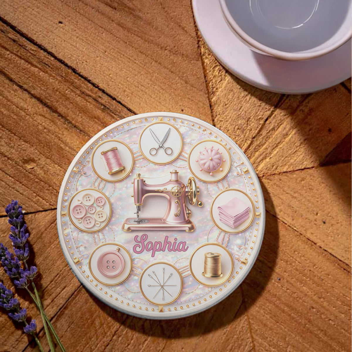 Love Into Every Stitch, Ceramic Coaster, Gift For Seamstress Lovers