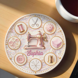 Love Into Every Stitch, Ceramic Coaster, Gift For Seamstress Lovers