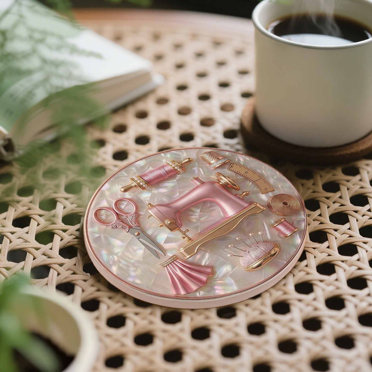A Passion For Sewing, Personalized Custom Ceramic Coaster, Gift For Sewing Lovers