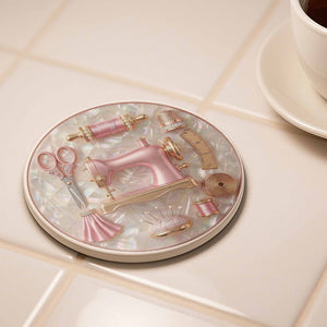 A Passion For Sewing, Personalized Custom Ceramic Coaster, Gift For Sewing Lovers