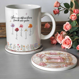 A Passion For Sewing, Personalized Custom Ceramic Coaster, Gift For Sewing Lovers