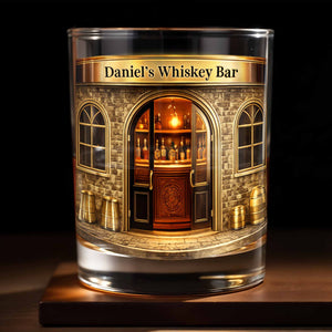 Relax At Your Personal Whiskey Bar Featuring A Classic Bar Design,Personalized Whiskey Glass,Gift For Husband And Father