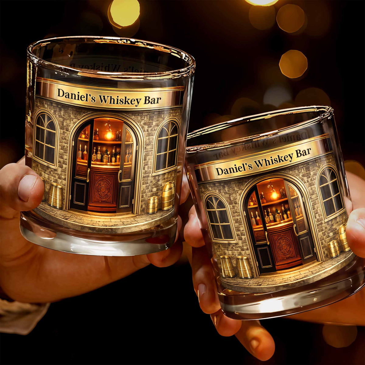 Relax At Your Personal Whiskey Bar Featuring A Classic Bar Design,Personalized Whiskey Glass,Gift For Husband And Father