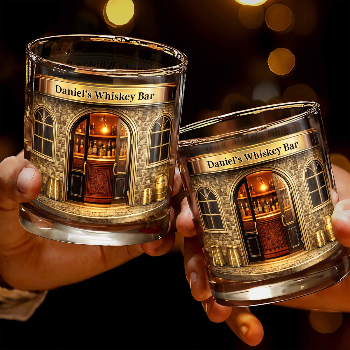 Relax At Your Personal Whiskey Bar Featuring A Classic Bar Design,Personalized Whiskey Glass,Gift For Husband And Father