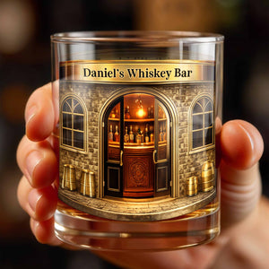 Relax At Your Personal Whiskey Bar Featuring A Classic Bar Design,Personalized Whiskey Glass,Gift For Husband And Father