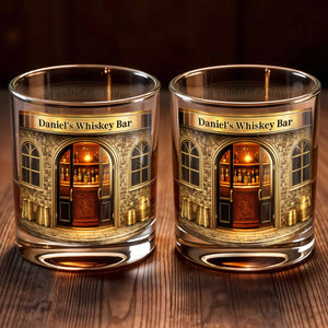 Relax At Your Personal Whiskey Bar Featuring A Classic Bar Design,Personalized Whiskey Glass,Gift For Husband And Father