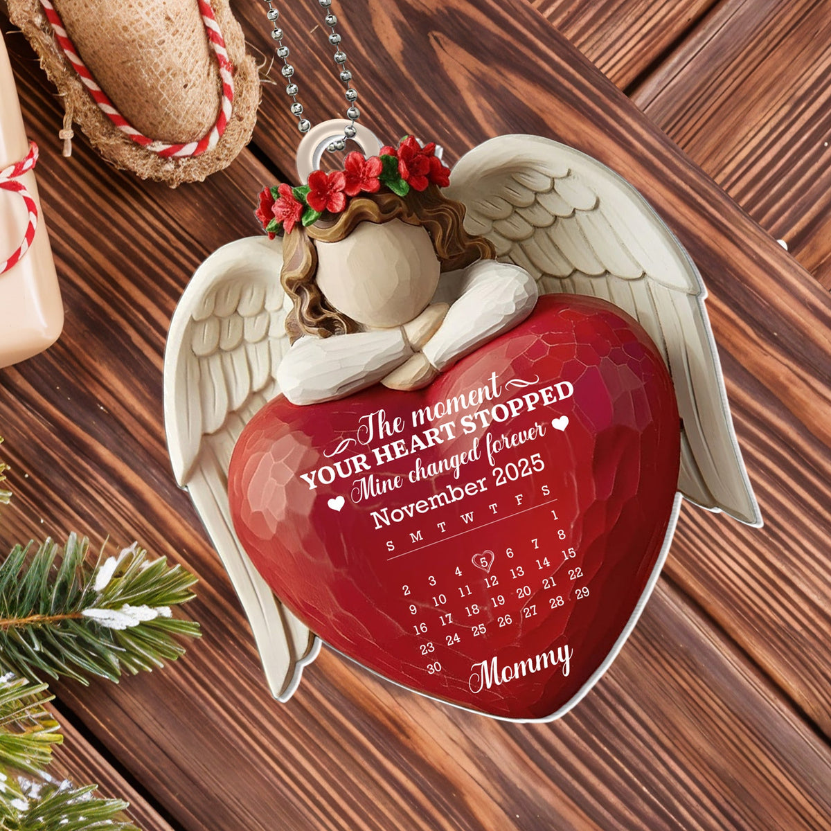 The Moment Your Heart Stopped, Angel Heart Design, Acrylic Ornament, Gift For Moms and Families