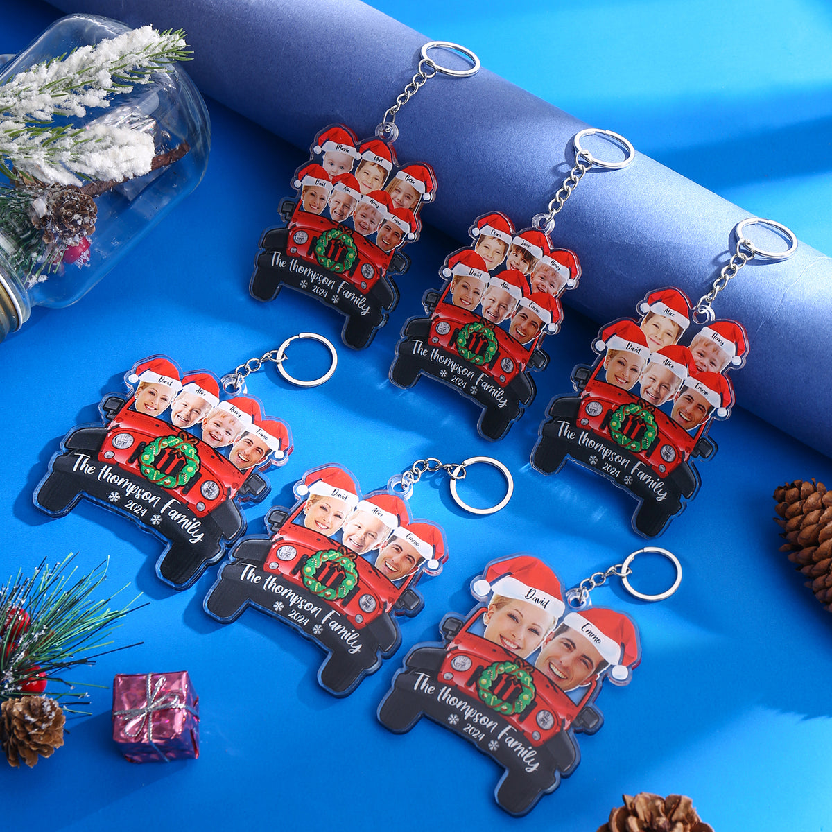 Family In Car Personalised Acrylic Pendant Custom Names & PhotosChristmas Pendant for Family Upto 7 members