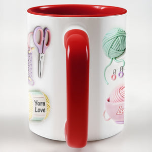 Celebrate Your Yarn Love With Yarn Balls And Crochet Hooks, Personalized Custom Accent Mug, Gift For Crafters And Creative Souls