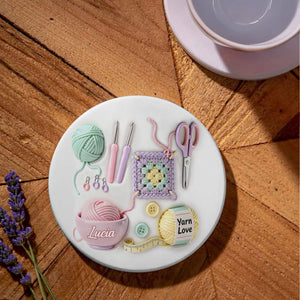 Yarn Love Coaster, Personalized Ceramic Coaster, Gift For Knit Lovers
