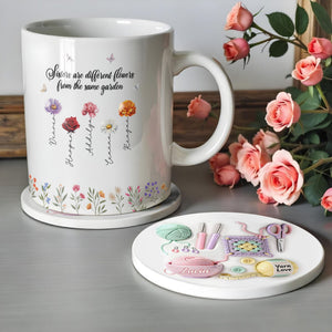 Yarn Love Coaster, Personalized Ceramic Coaster, Gift For Knit Lovers