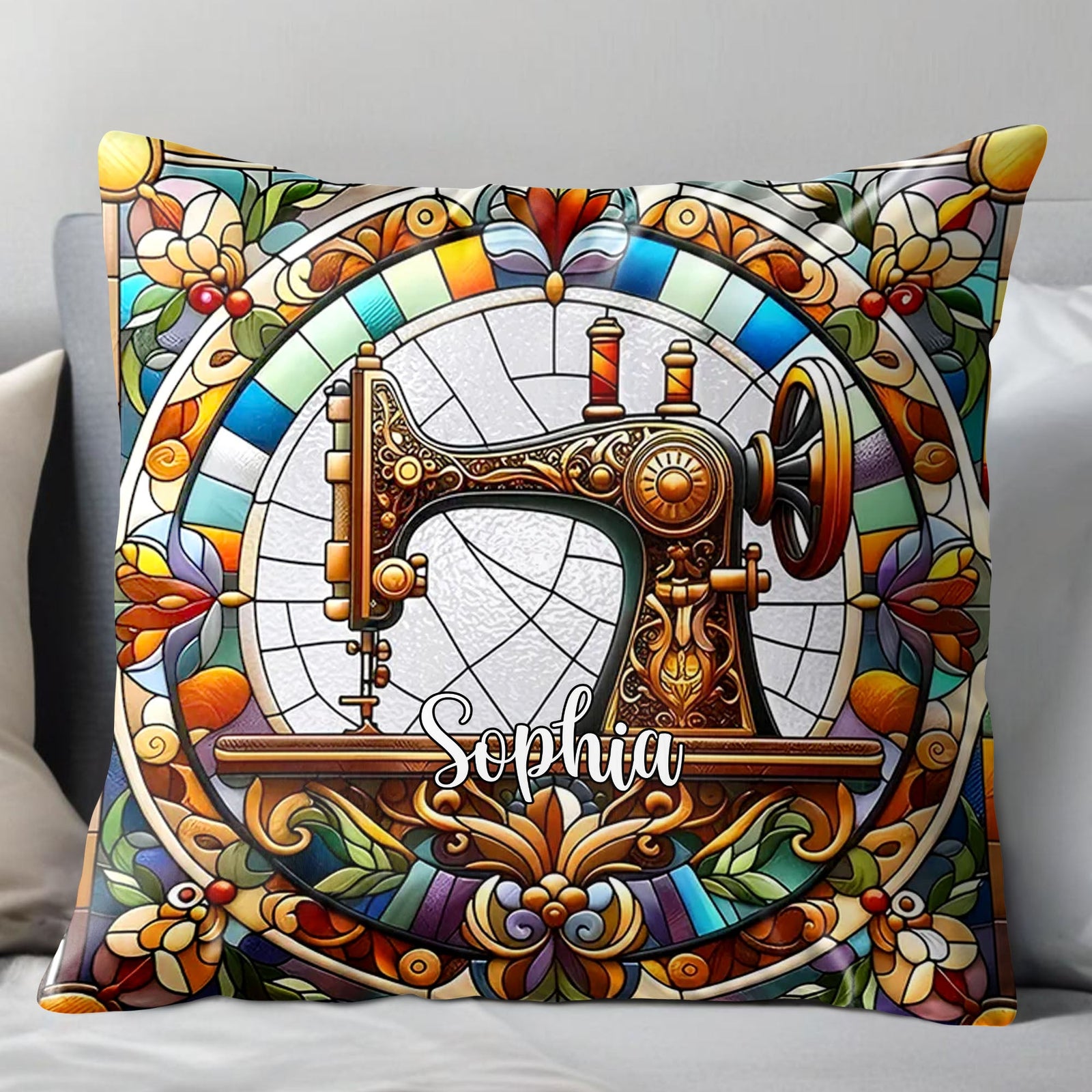 Celebrate Your Creativity With Vibrant Sewing Machine Design, Custom Pillow, Gift For Crafters And Home Decor Lovers