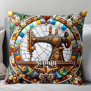 Celebrate Your Creativity With Vibrant Sewing Machine Design, Custom Pillow, Gift For Crafters And Home Decor Lovers