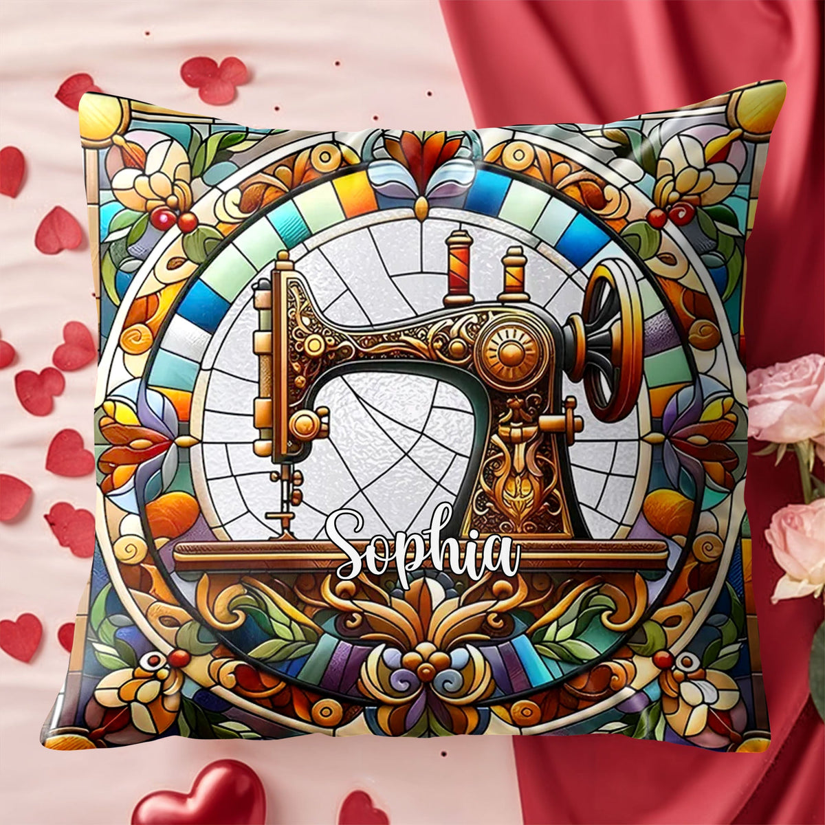 Celebrate Your Creativity With Vibrant Sewing Machine Design, Custom Pillow, Gift For Crafters And Home Decor Lovers