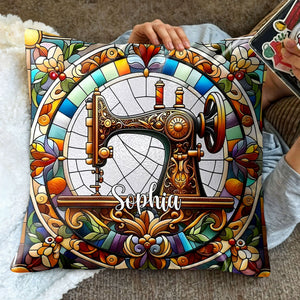 Celebrate Your Creativity With Vibrant Sewing Machine Design, Custom Pillow, Gift For Crafters And Home Decor Lovers