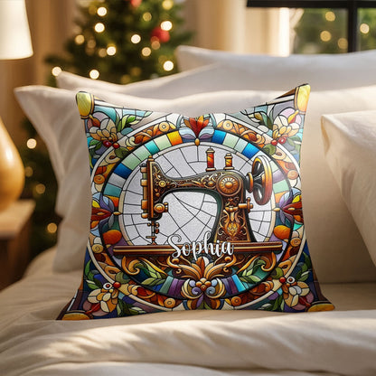 Celebrate Your Creativity With Vibrant Sewing Machine Design, Custom Pillow, Gift For Crafters And Home Decor Lovers
