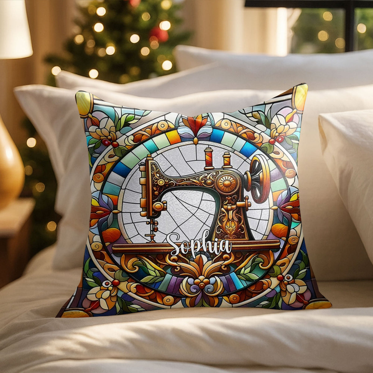 Celebrate Your Creativity With Vibrant Sewing Machine Design, Custom Pillow, Gift For Crafters And Home Decor Lovers