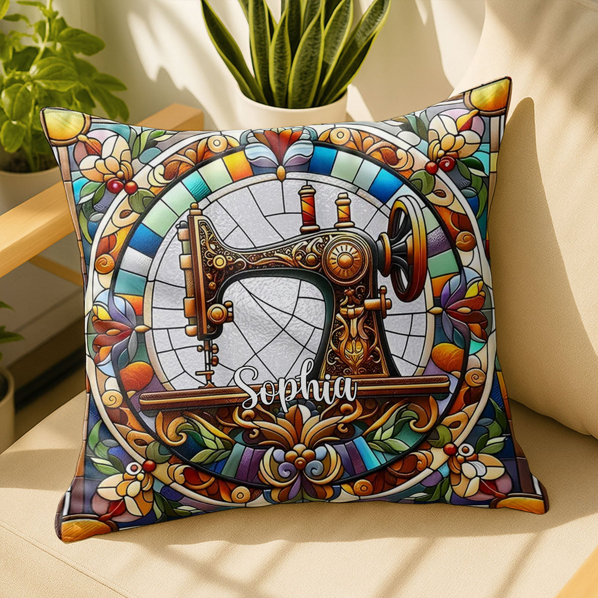 Celebrate Your Creativity With Vibrant Sewing Machine Design, Custom Pillow, Gift For Crafters And Home Decor Lovers