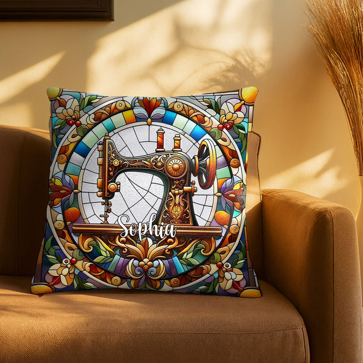 Celebrate Your Creativity With Vibrant Sewing Machine Design, Custom Pillow, Gift For Crafters And Home Decor Lovers