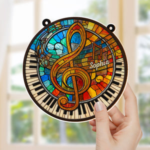 Celebrate Your Love for Music with Vibrant Piano and Treble Clef,Personalized Custom Suncatcher,Gift For Musicians and Teachers