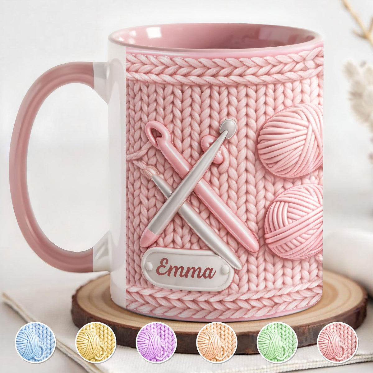 Celebrate Creativity With A Knitting Themed Mug, Personalized Custom Accent Mug, Gift For Crafters And Knitters