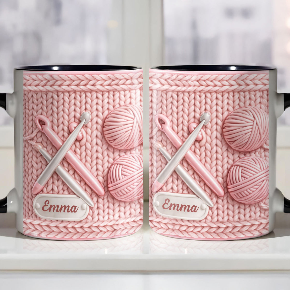 Celebrate Creativity With A Knitting Themed Mug, Personalized Custom Accent Mug, Gift For Crafters And Knitters