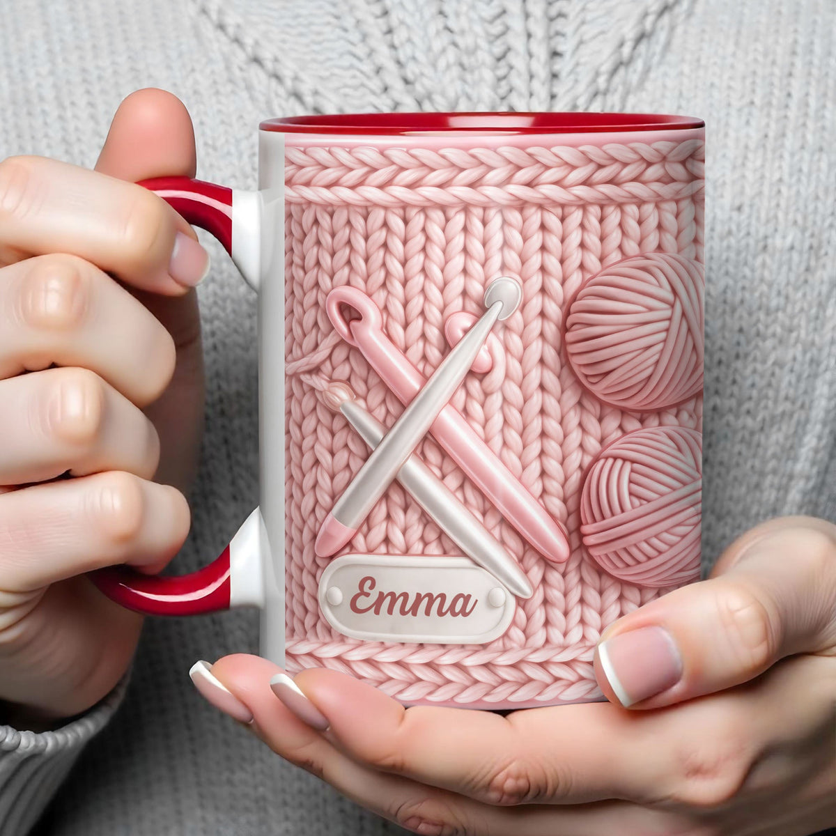 Celebrate Creativity With A Knitting Themed Mug, Personalized Custom Accent Mug, Gift For Crafters And Knitters