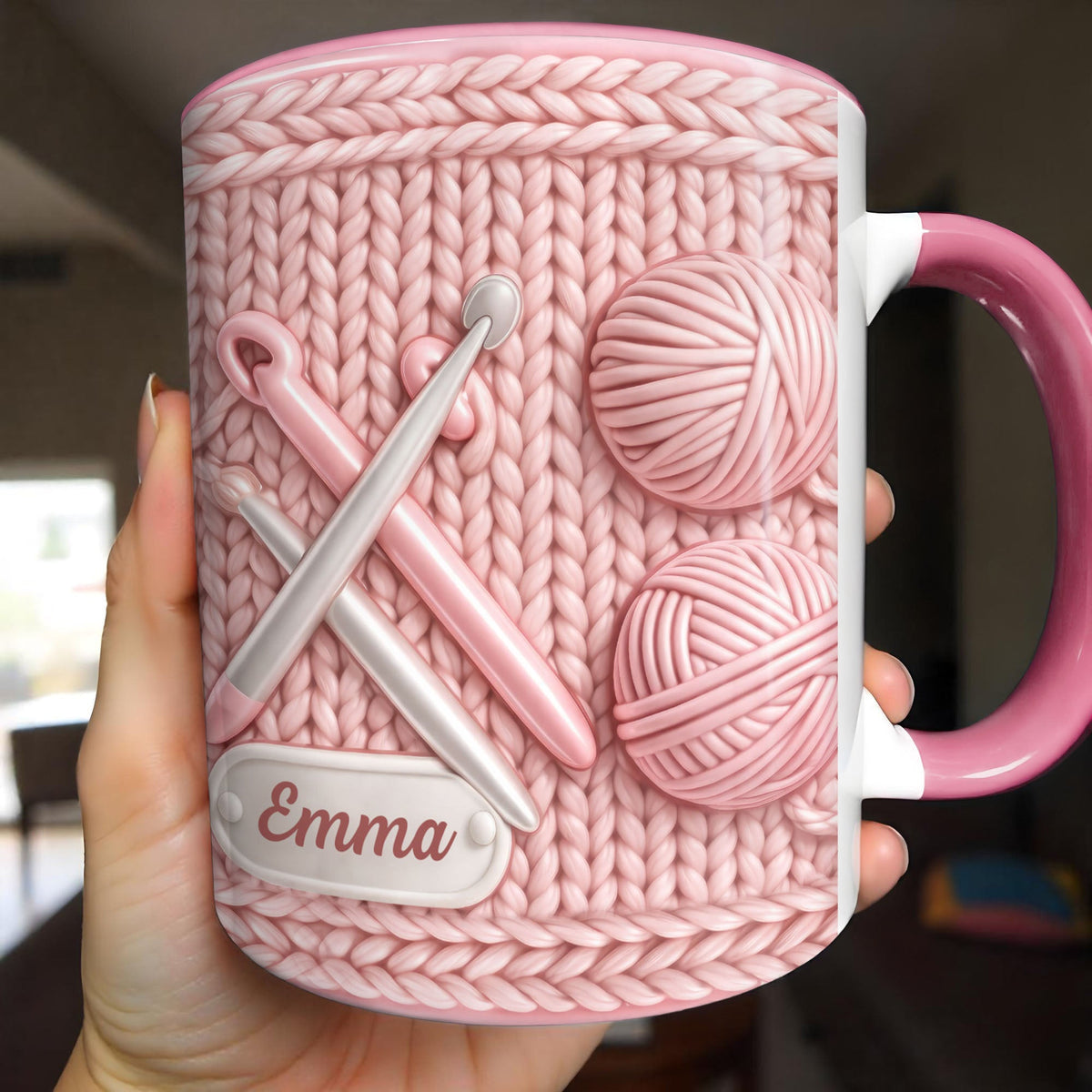 Celebrate Creativity With A Knitting Themed Mug, Personalized Custom Accent Mug, Gift For Crafters And Knitters