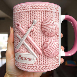 Celebrate Creativity With A Knitting Themed Mug, Personalized Custom Accent Mug, Gift For Crafters And Knitters
