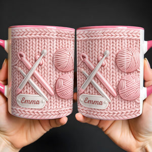 Celebrate Creativity With A Knitting Themed Mug, Personalized Custom Accent Mug, Gift For Crafters And Knitters