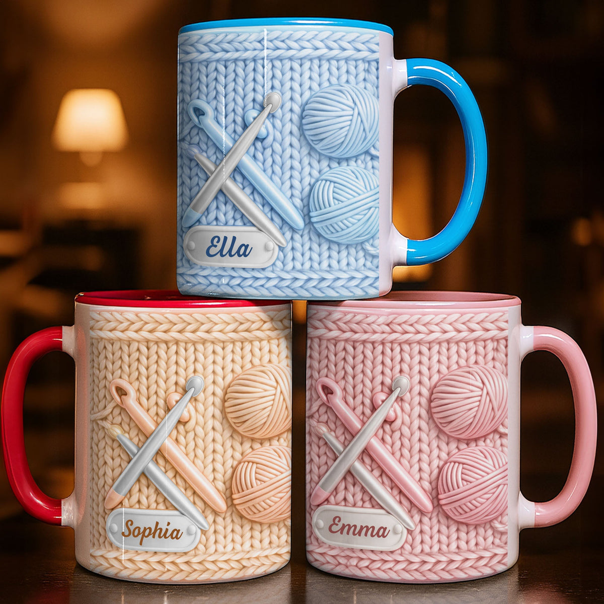 Celebrate Creativity With A Knitting Themed Mug, Personalized Custom Accent Mug, Gift For Crafters And Knitters