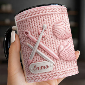Celebrate Creativity With A Knitting Themed Mug, Personalized Custom Accent Mug, Gift For Crafters And Knitters