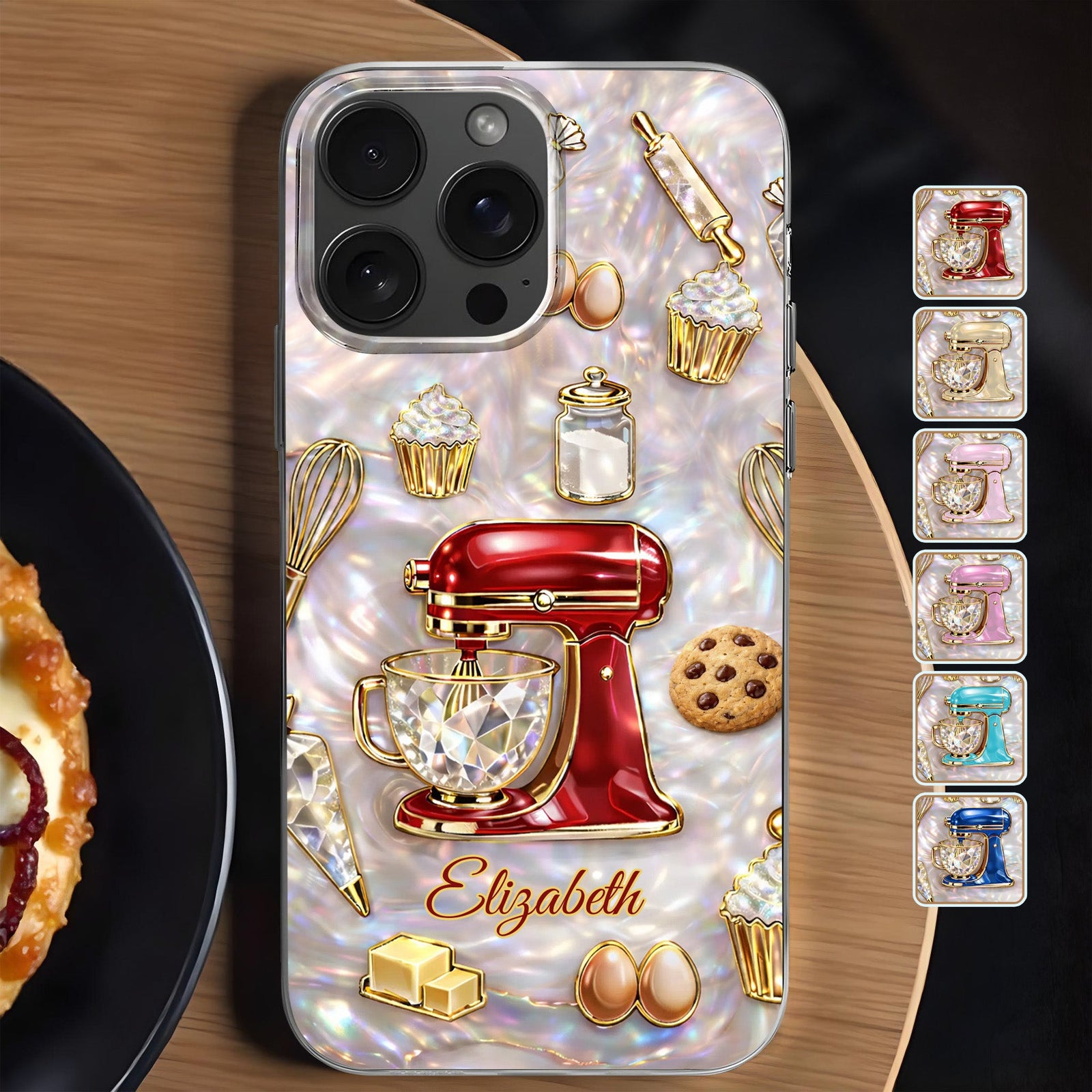 Bake The World A Better Place, Mixer And Cupcake Design, Personalized Clear Phone Case, Gift For Bakers