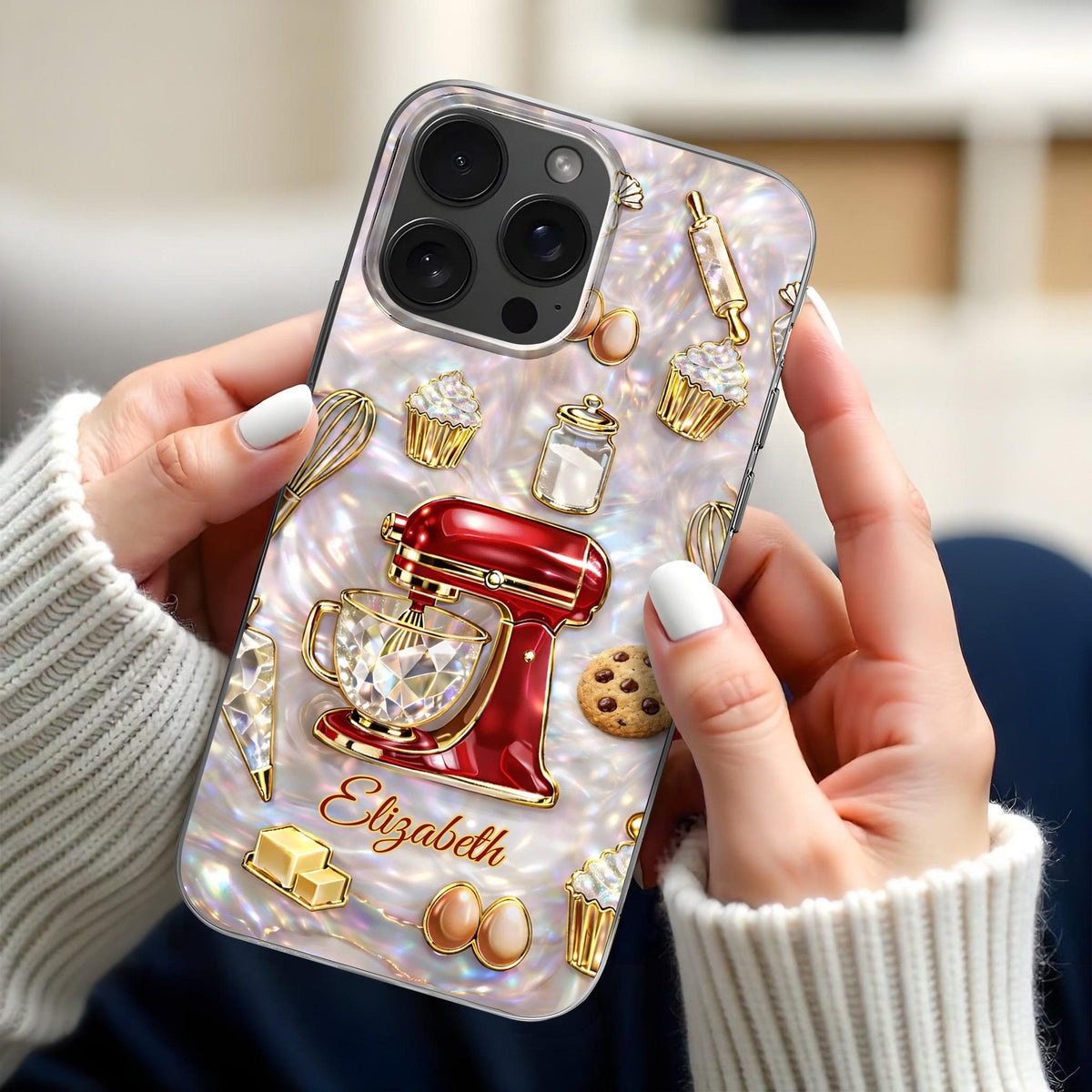 Bake The World A Better Place, Mixer And Cupcake Design, Personalized Clear Phone Case, Gift For Bakers