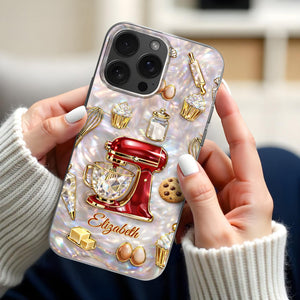 Bake The World A Better Place, Mixer And Cupcake Design, Personalized Clear Phone Case, Gift For Bakers