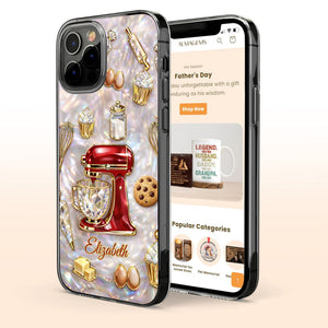Bake The World A Better Place, Mixer And Cupcake Design, Personalized Clear Phone Case, Gift For Bakers