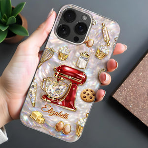 Bake The World A Better Place, Mixer And Cupcake Design, Personalized Clear Phone Case, Gift For Bakers