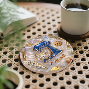 Baking With Love, Personalized Ceramic Coaster, Gift For Bakers