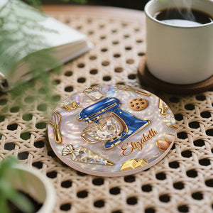 Baking With Love, Personalized Ceramic Coaster, Gift For Bakers